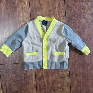 Baby Gap tan grey and yellow button sweater 3-6 months